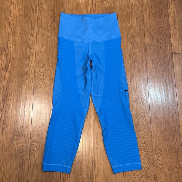 Nike Pants - Nike Dri-Fit Bright Blue Ribbed Compression Athletic Work Out Leggings Sz M